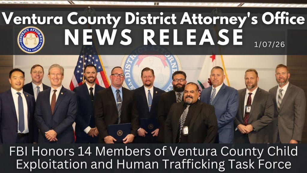 FBI Honors 14 Members of Ventura County Child Exploitation and Human Trafficking Task Force