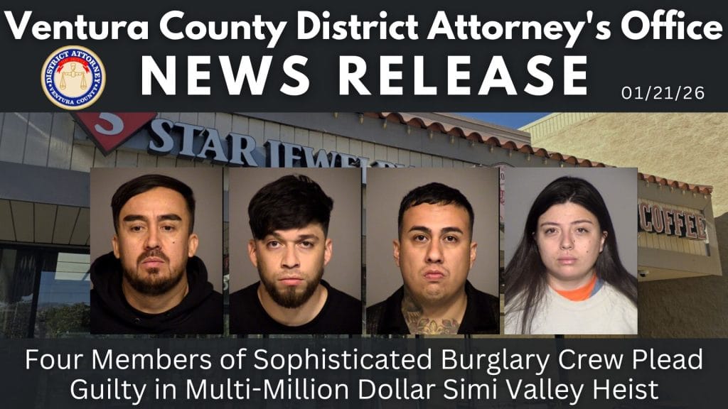 Four Members of Sophisticated Burglary Crew Plead Guilty in Multi-Million Dollar Simi Valley Heist