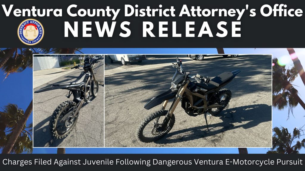 Charges Filed Against Juvenile Following Dangerous Ventura E-Motorcycle Pursuit