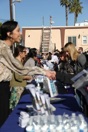 Victim Outreach tables - People talking and making introductions