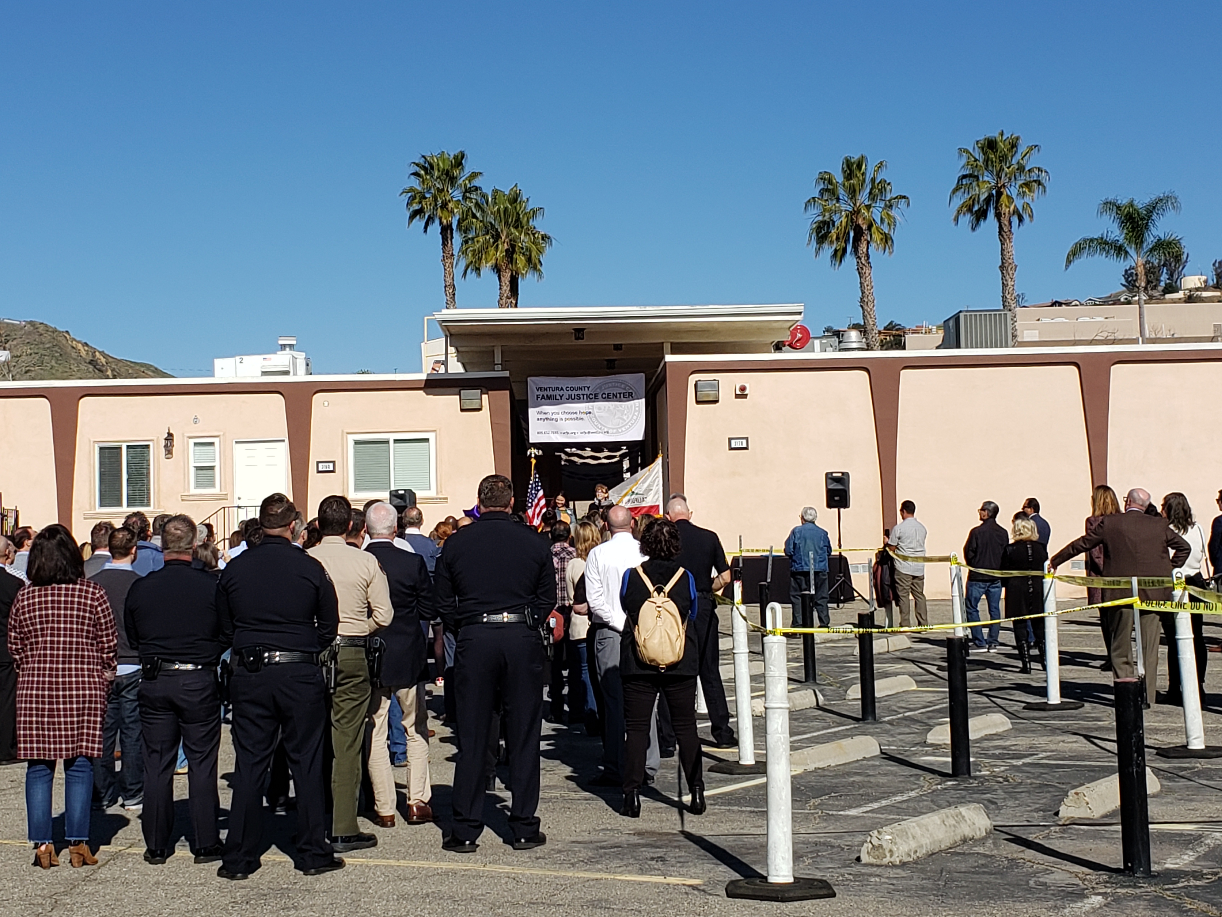 Crowd watching speaker at the Ventura County Family Justice Center Grand Opening